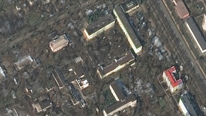 A satellite image of the hospital before the bombing