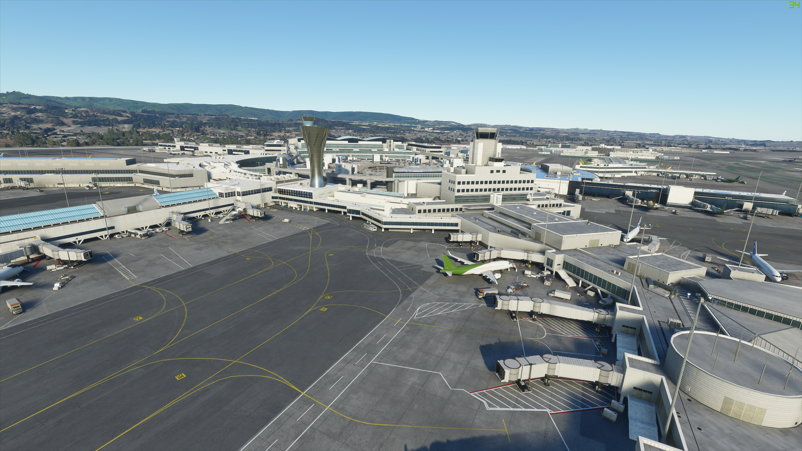 San Francisco International Airport as it appears in the Flight Simulator Premium Deluxe Bundle.