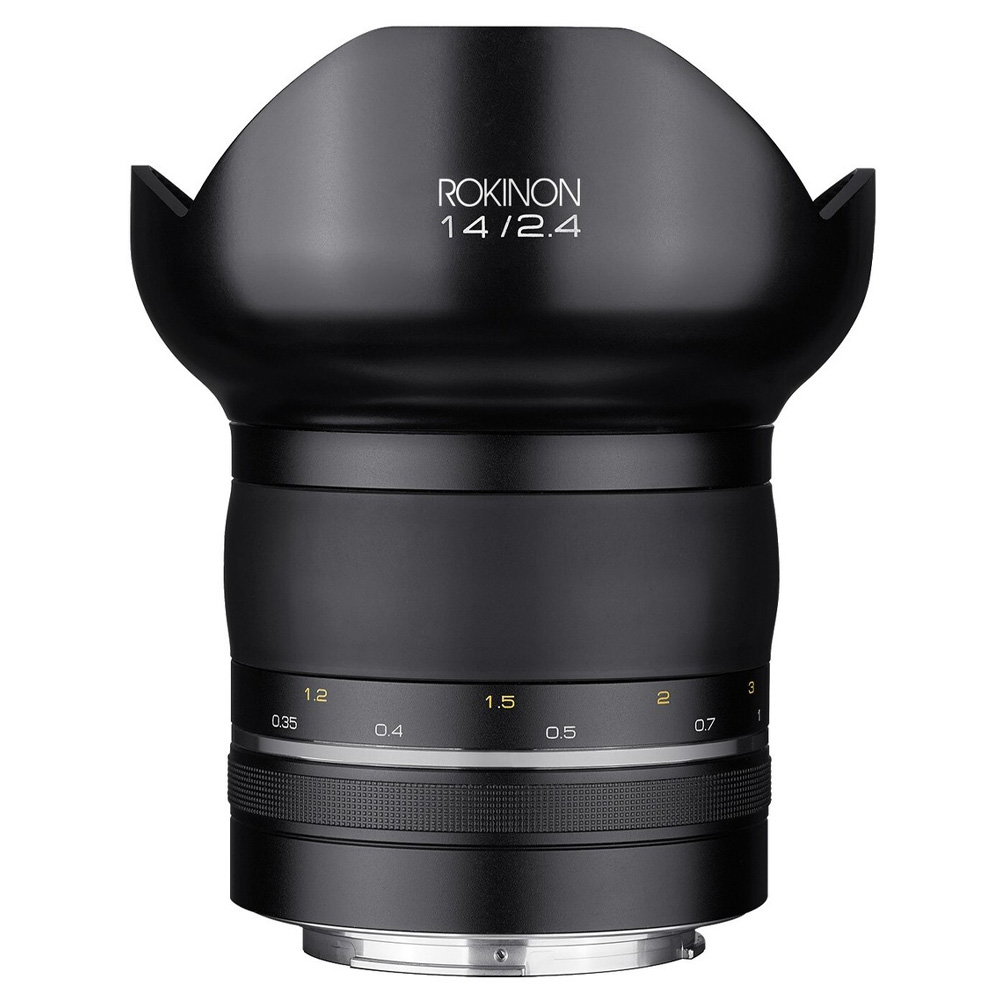 Rokinon SP 14mm f/2.4 on a white background