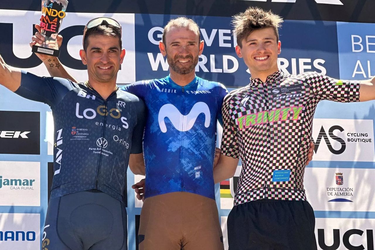 Alejandro Valverde on the podium of La Indomable