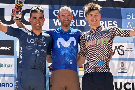 Alejandro Valverde on the podium of La Indomable