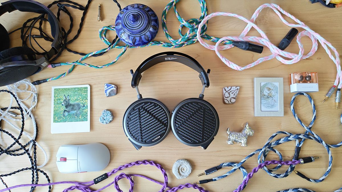 The Audeze MM-500 headphone on desktops around the house.