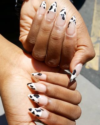 cow print french manicure