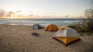 Three tents on beach