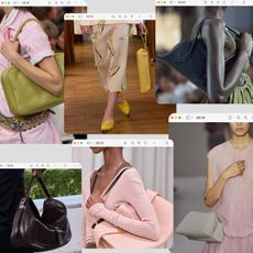 a collage of runway images showing the biggest bag color trends spring 2025