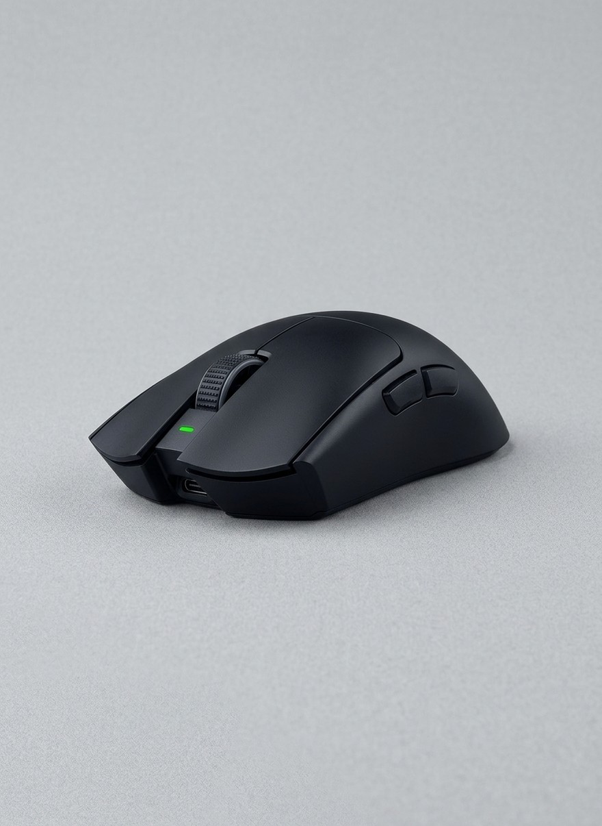 A Razer Viper V4 Pro gaming mouse on a grey background A Razer Viper V4 Pro gaming mouse on a grey background