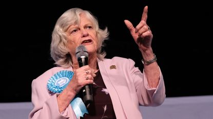 Ann Widdecombe speaking at a Reform UK event