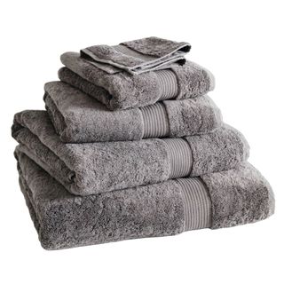 Stack of grey bath towels