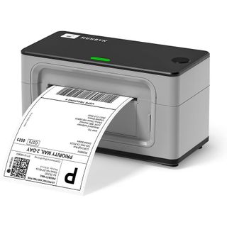 Munbyn Desktop Thermal Label Printer shown printing shipping label