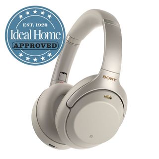 Sony WH-1000XM3 headphones with Ideal Home approved logo
