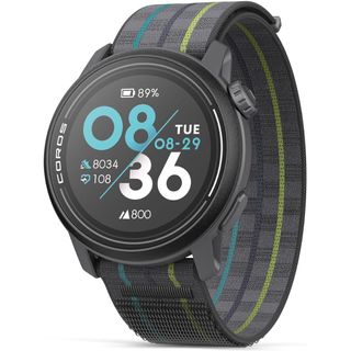 Render of the black COROS PACE 3 showing a default watch face.