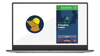 Mullvad VPN app working on a laptop