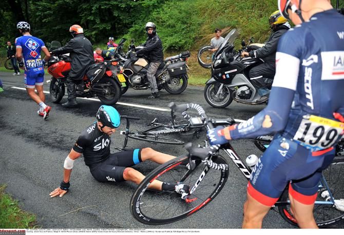 Marcel Wyss and Xabier Zandio involved in a crash