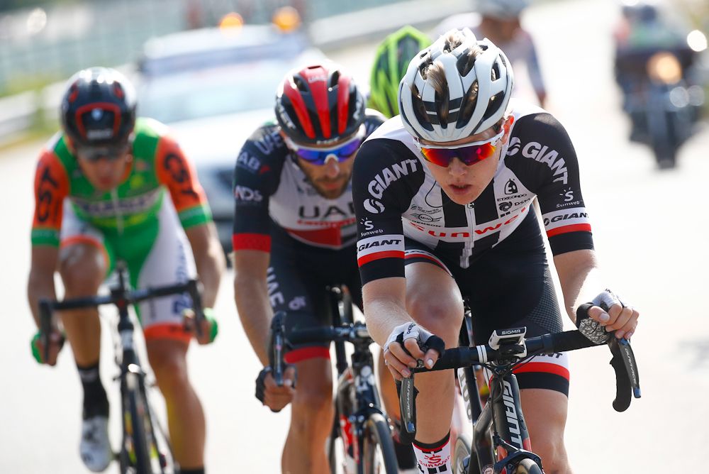 ichael Storer in the early breakaway at The early breakaway at Tre Valli Varesine