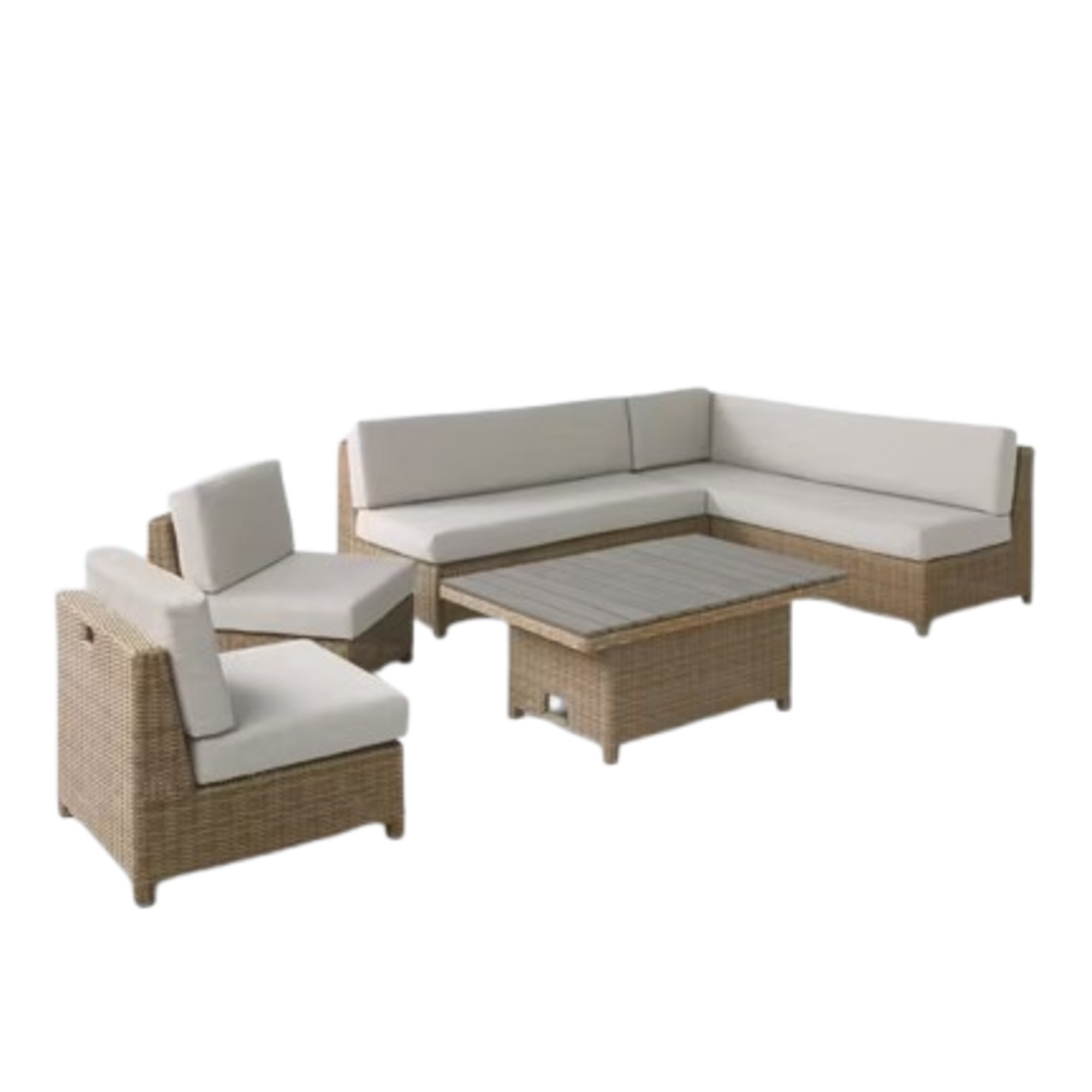 John Lewis Platform Rattan 7-Seater Corner Garden Dining Lounge Set with Height-Adjustable Table