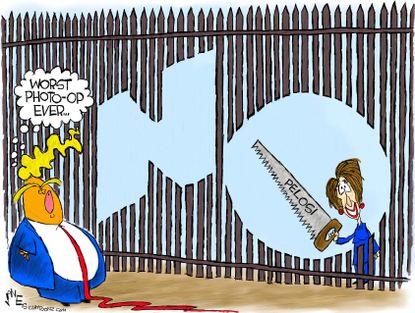 Political Cartoon U.S. Nancy Pelosi Trump wall government shutdown