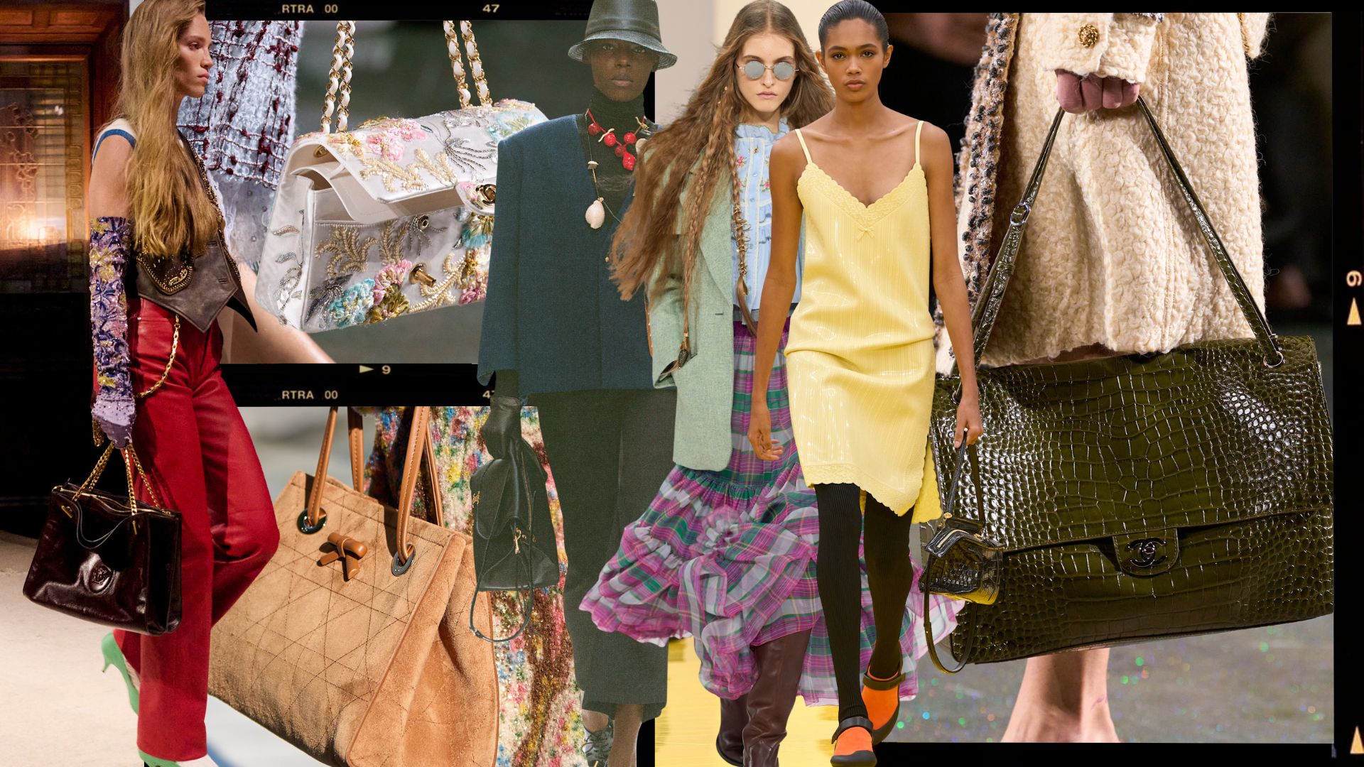 A collage of the key autumn 2026 bag trends. 