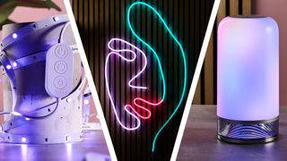 From left to right, the picture shows the Govee RGBIC LED light strip, the Neon Rope Light 2, and the Table Lamp 2.