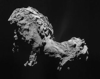 Comet 67P/Churyumov–Gerasimenko, taken by the Rosetta Mission Sept. 19, 2014. Rosetta's original target was 46P/Wirtanen, but NASA missed the deadline to launch in time.