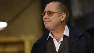 James Spader as Raymond smiling with sunglasses on in The Blacklist season 10