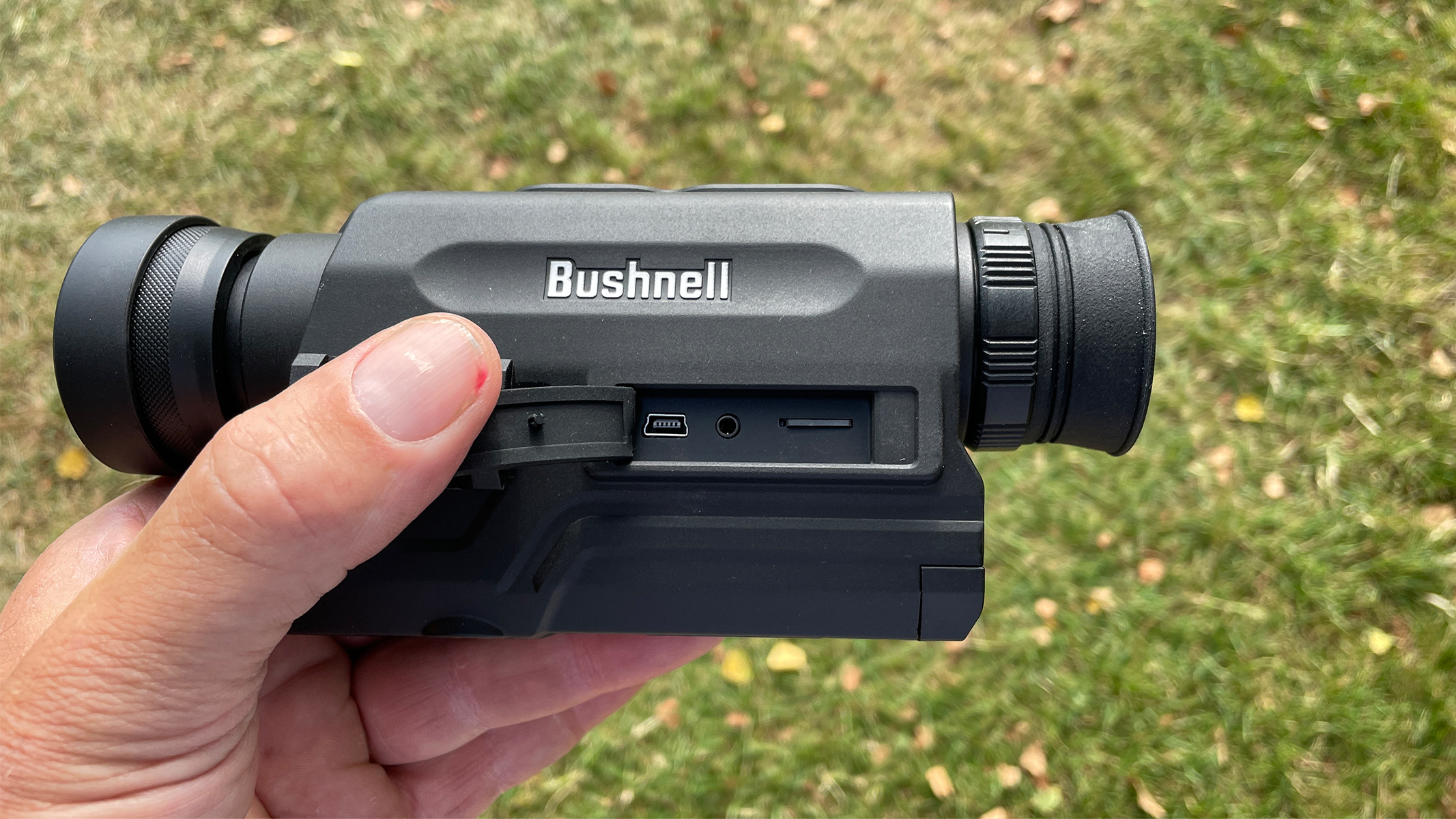 The Bushnell Equinox monocular in the author's hand