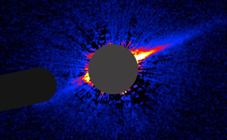 The original image of HD 15115, captured by Hubble, revealed that the disk around the star is stretched out asymmetrically, leaving astronomers puzzled for over a decade.