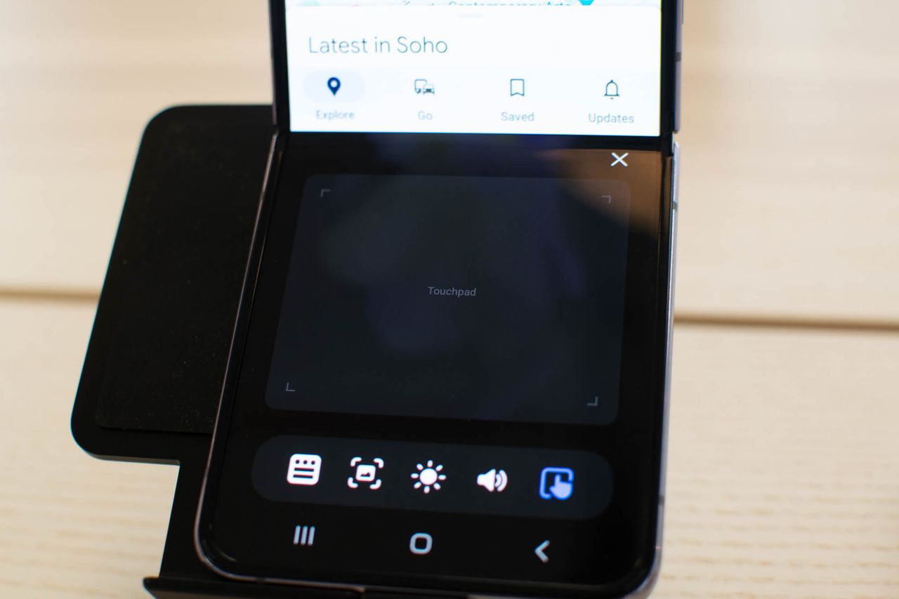 A closeup of the Samsung Galaxy Z Flip 4's touchpad function