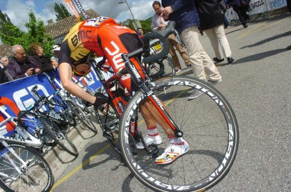 Philippe Gilbert (BMC) checks over his bike
