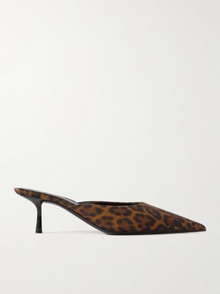 Barbara Leopard-Print Twill Point-Toe Pumps