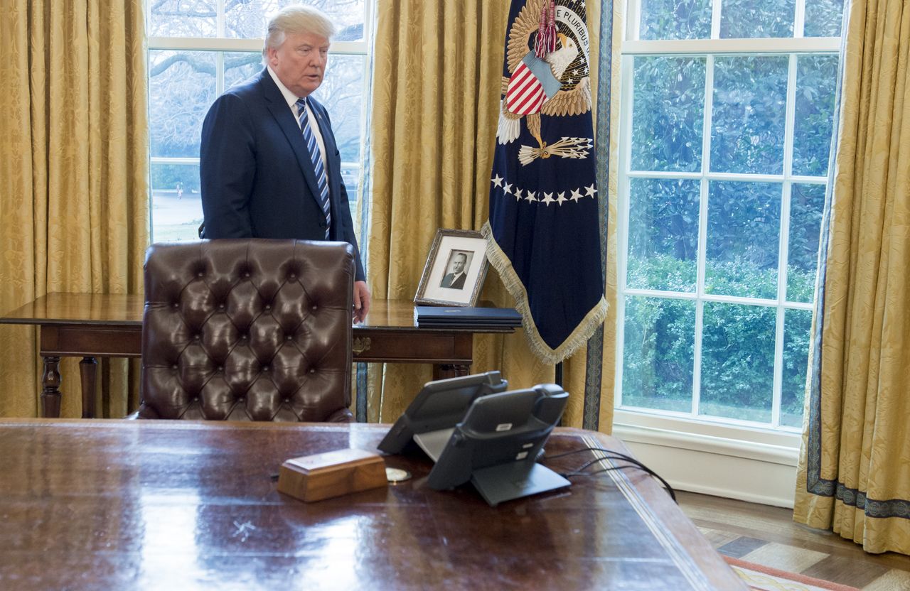 President Trump and a photo of his father