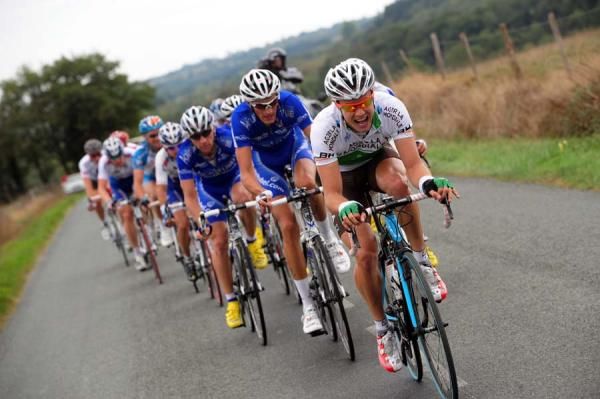 Irish Champion Nicholas Roche (AG2R La Mondiale) leads the peloton.