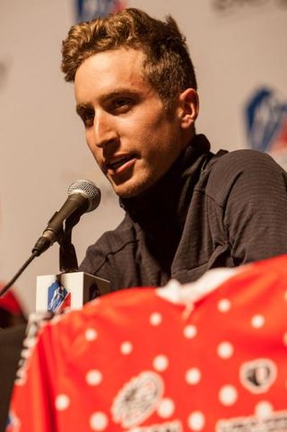 Taylor Phinney talks to the media at the USA Pro Cycling Challenge