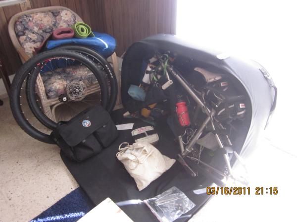 unpacking the bikes in Puerto Rico