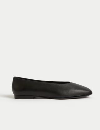 Leather square toe ballet flats