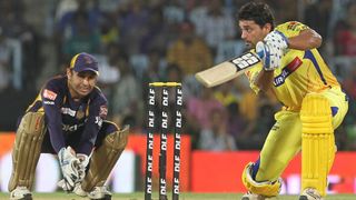 Chennai Super Kings batsman Murali Vijay plays a shot during the IPL Twenty20 cricket final