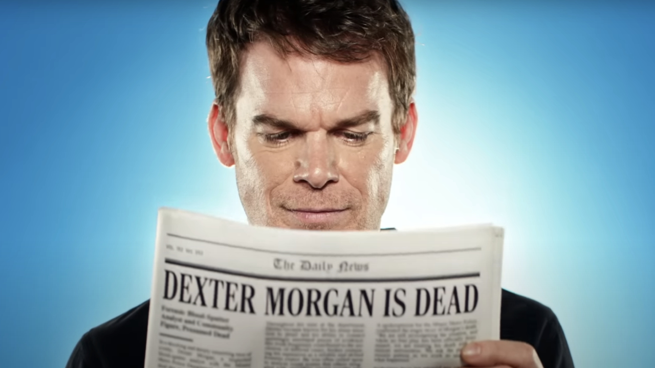 Michael C. Hall reading a newspaper in the teaser for Dexter: Resurrection