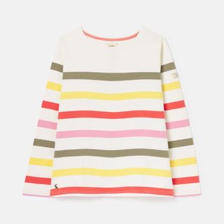 flat lay of joules Harbour Stripe Long Sleeve Jersey Top