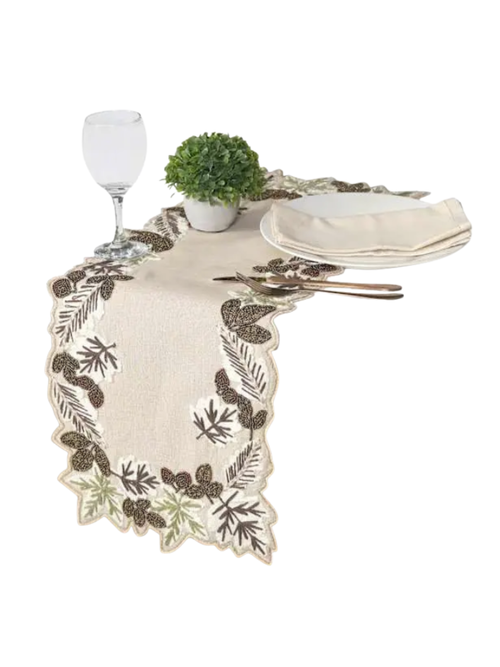 Fall Leaf Semi Beaded Table Runner