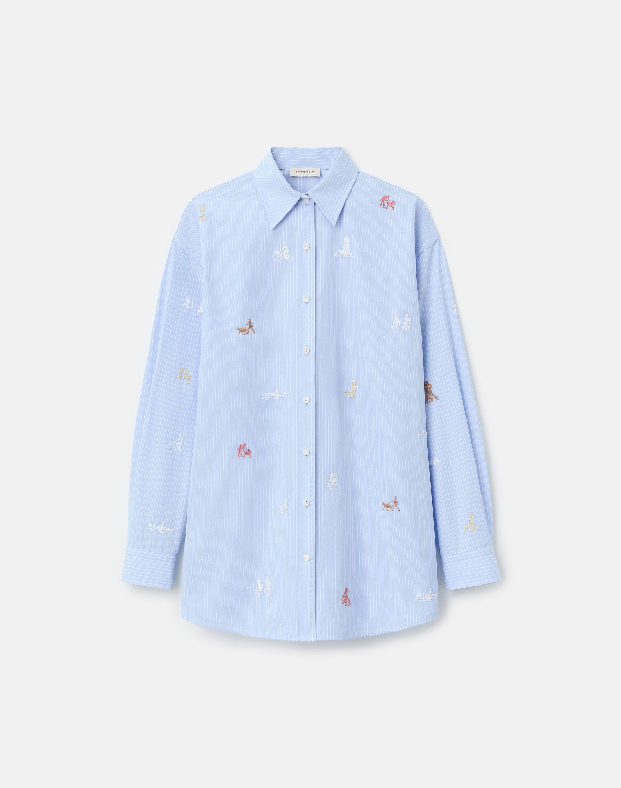 Striped Cotton Embroidered New Yorkers Oversized Shirt