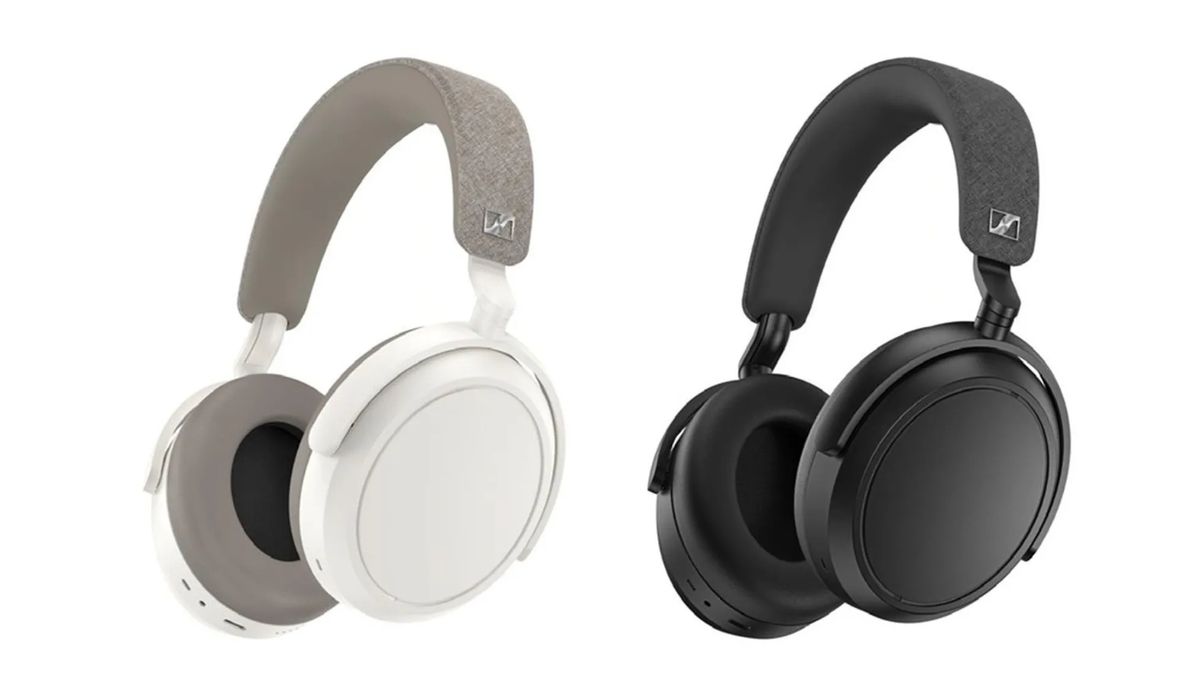 Two pairs of headphones on a white background