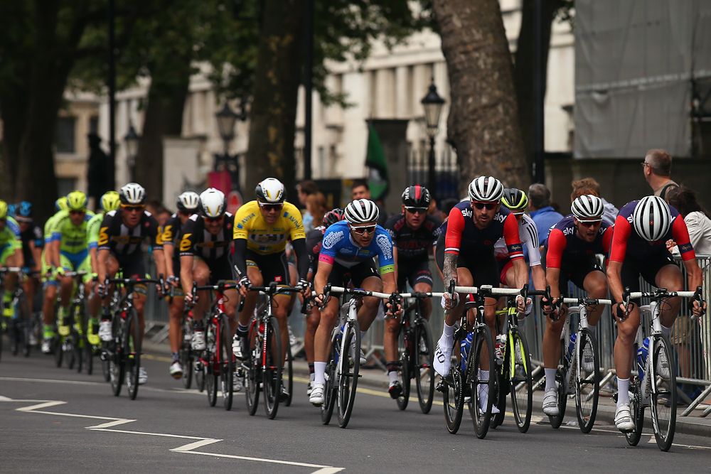 The peloton in action during the final stage of the 2015 Tour of Britain in London.