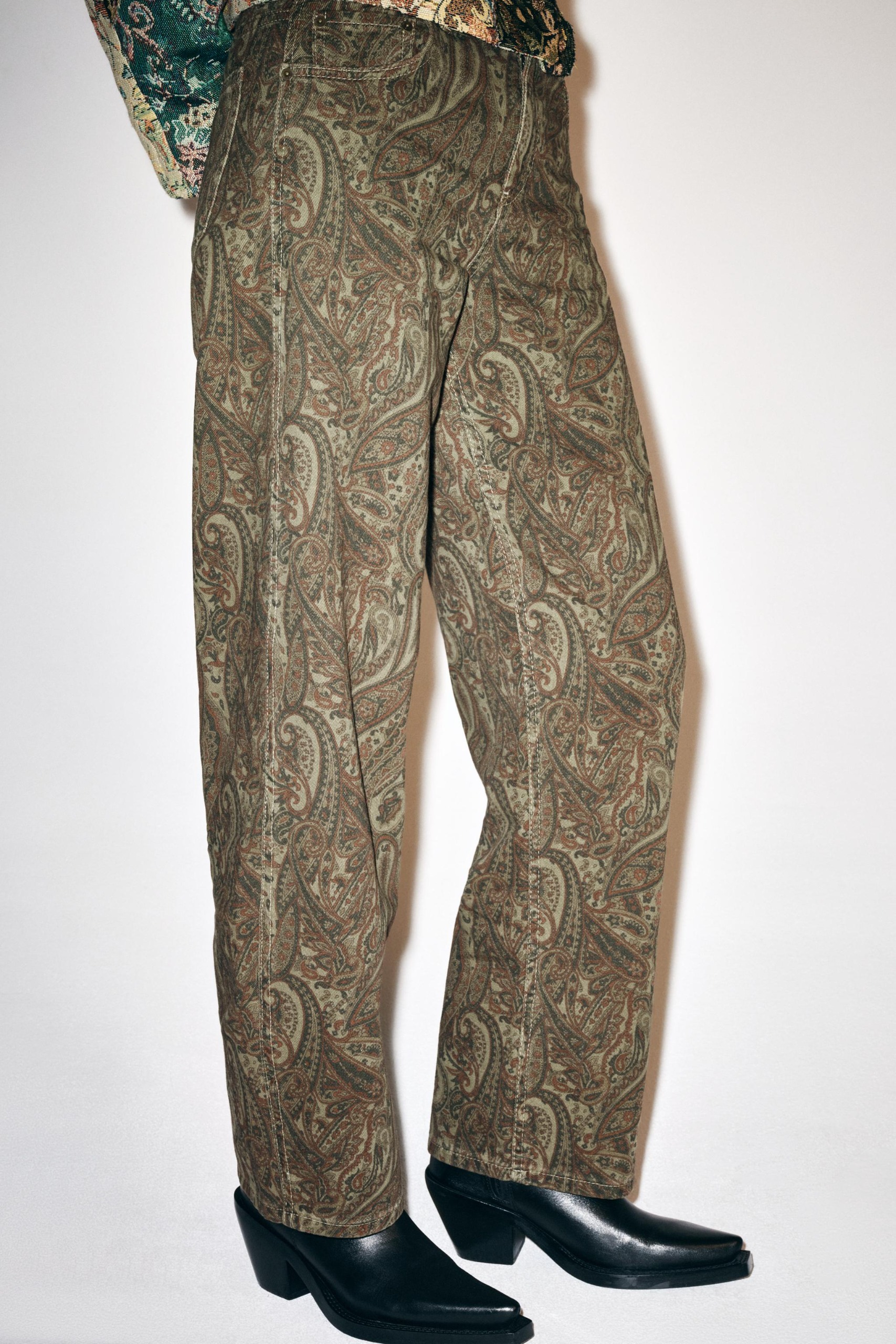 Zw Collection Curved Straight Mid-Waist Jeans - Khaki - 6