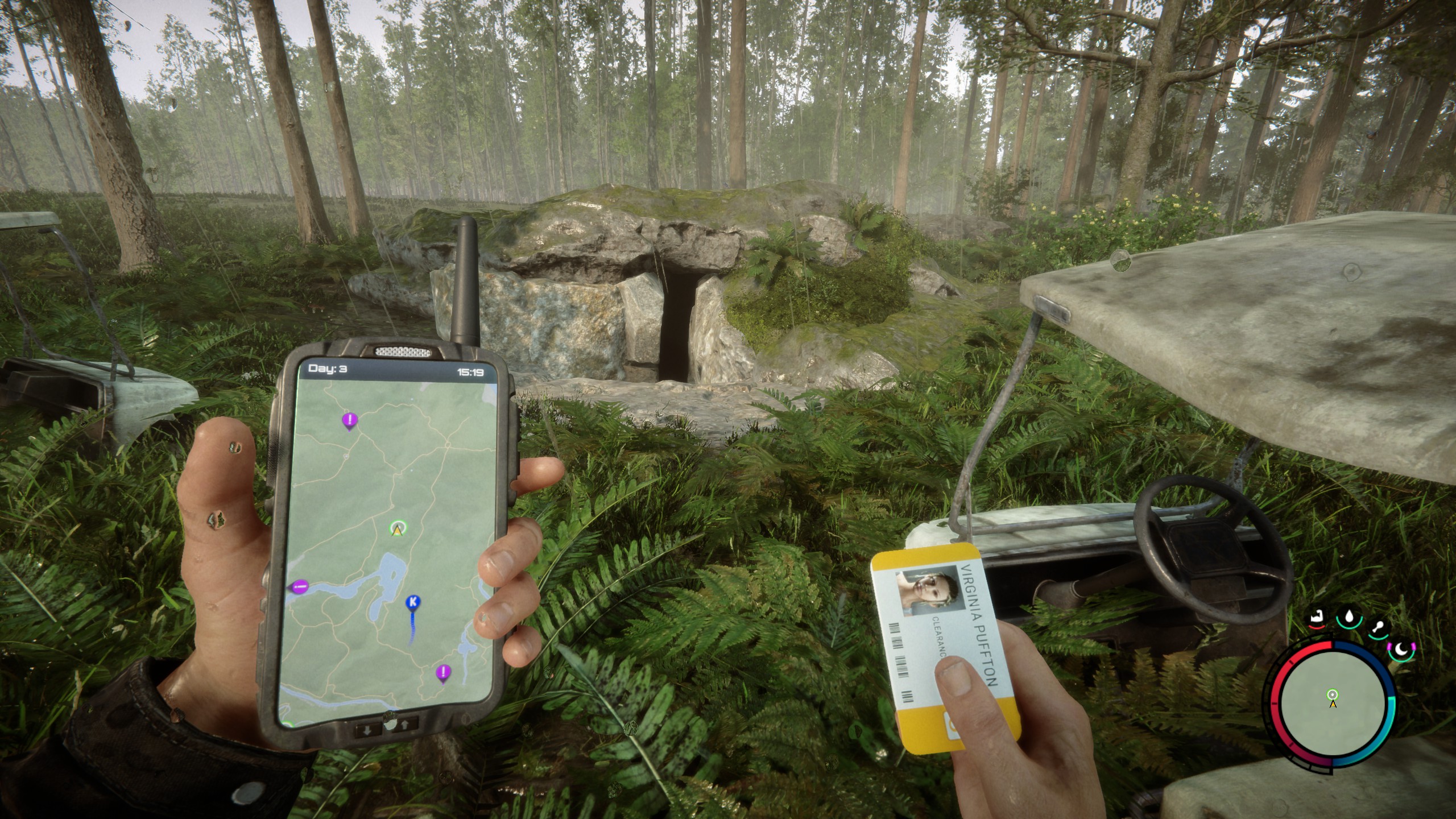 Ormanın oğulları - bir oyuncu bir mağaranın dışında bir VIP anahtar kartı tutar