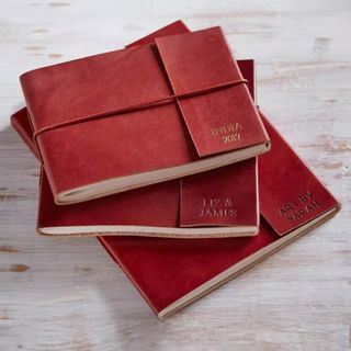 Personalized Distressed Leather Photo Album, one of w&h's 50th birthday gift ideas