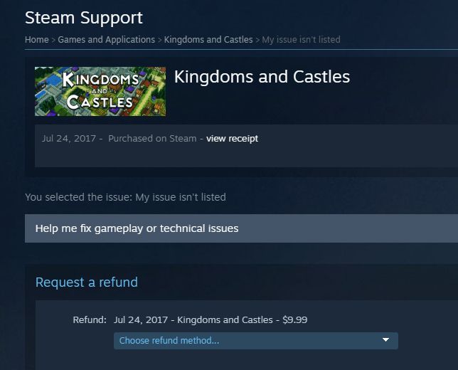 steam refund request