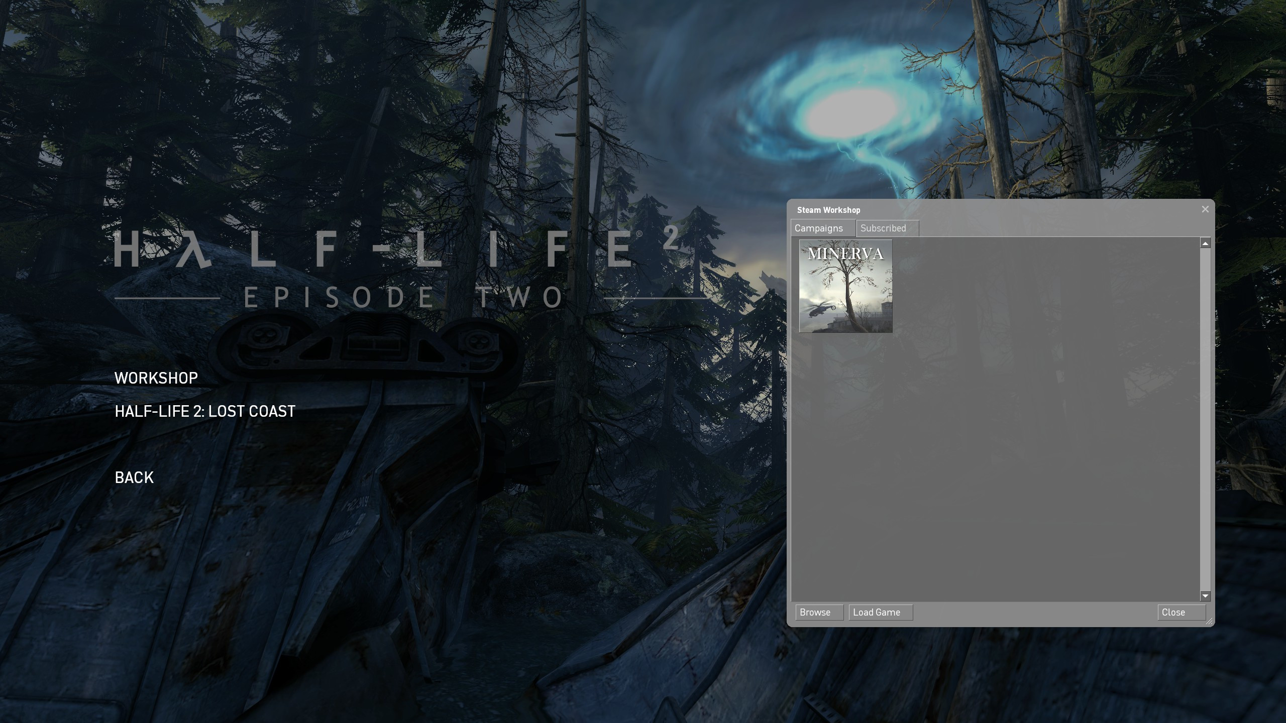 Screenshot of the unified main menu in the new Half-Life 2 20th Anniversary Update.