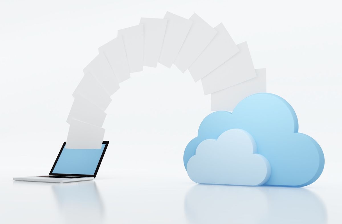 Cloud file sharing. Cloud Computing 3d illustration.