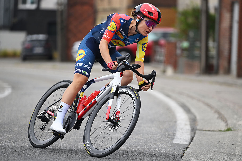 Loes Adegeest (Lidl - Trek) during  the 2026 Egmont Cycling Race (Photo by Luc Claessen/Getty Images)