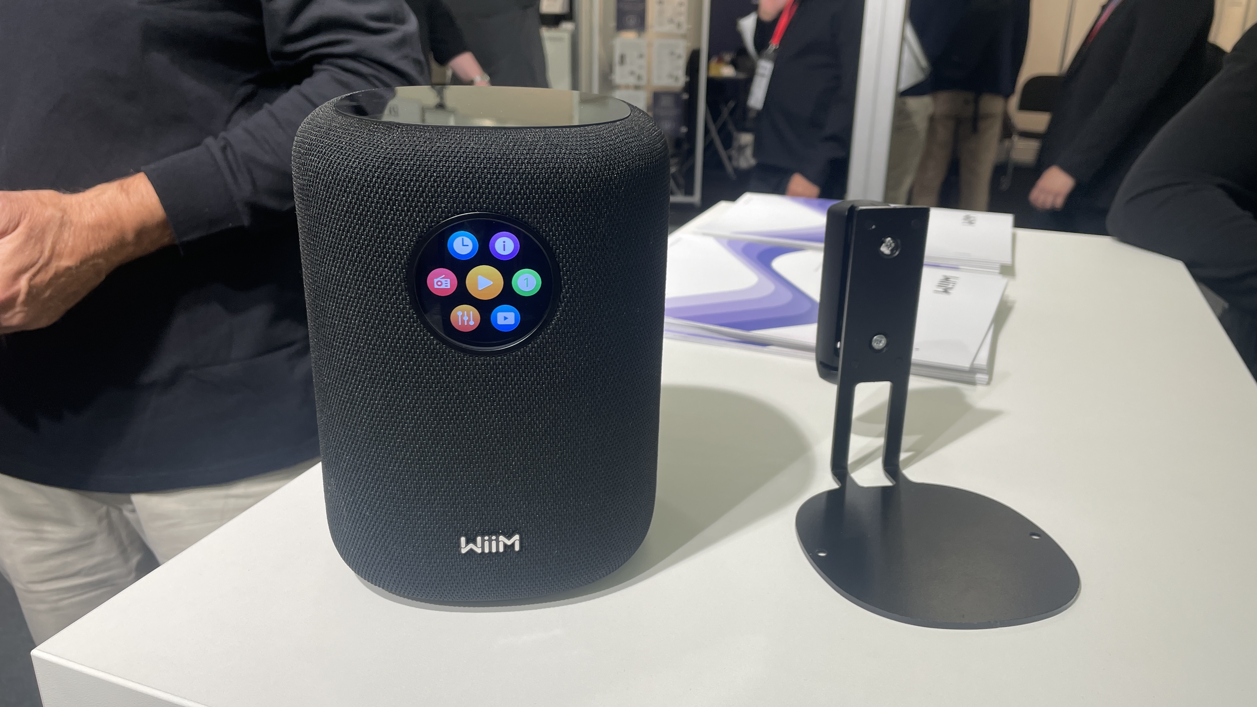 WiiM Sound smart speaker at show stand