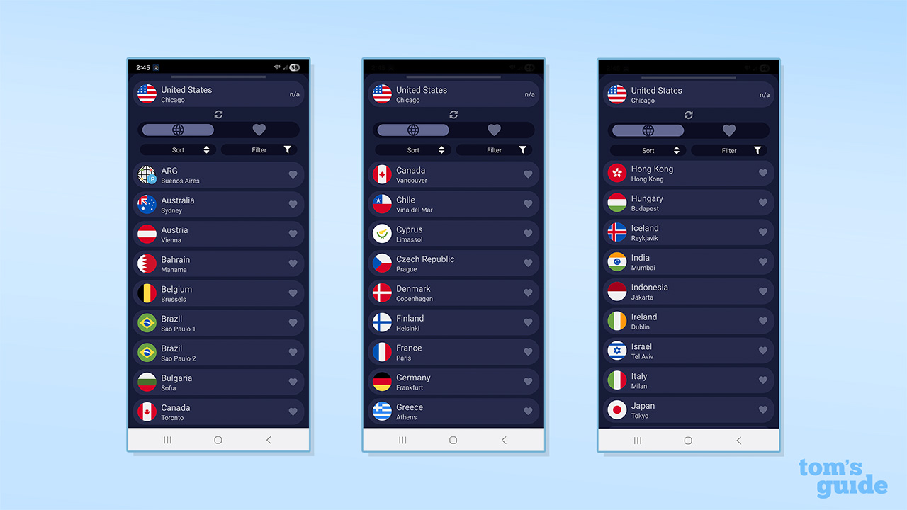 TorGuard server list
